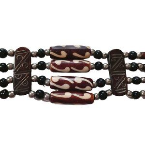 Tribal Native American Choker Brown Beads Boho Handmade